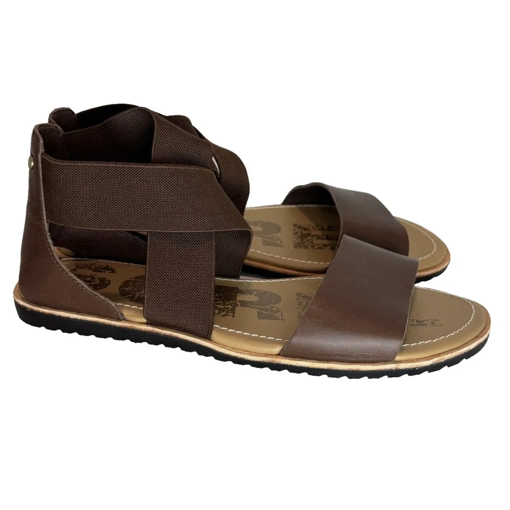 Sorel Women's‎ Ella NL3914-224 Camel Brown Jute Leather Strappy Sandals EUC 9.5